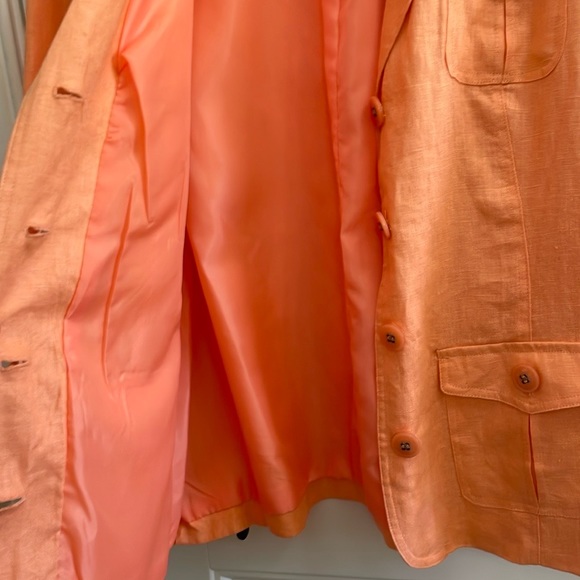 🧡STUDIO WORKS peach linen jacket.  L - Picture 3 of 7